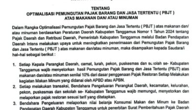 Pemkab Tanggamus Terbitkan Surat Edaran Optimalisasi Pajak Makan Minum, OPD hingga Sekolah Wajib Pungut PBJT 10 Persen