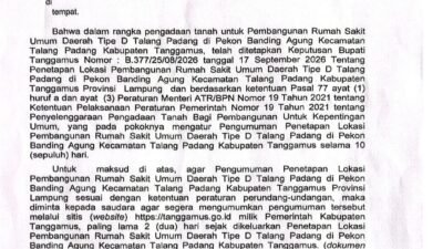 Pemkab Tanggamus Akan Bangun RSUD Tipe D Di Talang Padang 